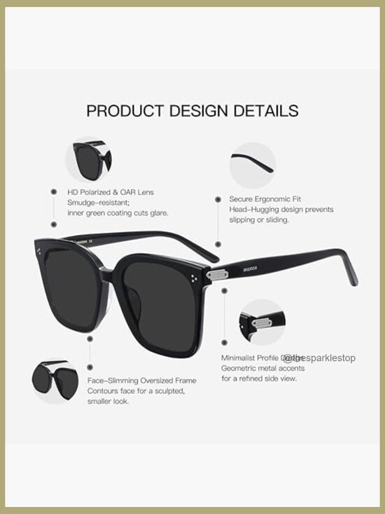Square Polarized Sunglasses with UV400 Protection, Acetate Frame main image 7